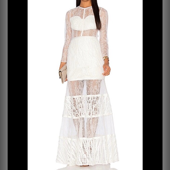 Alexis Dresses & Skirts - Alexis - Joelle Dress - White Sheer Lace Long Sleeve Dress
